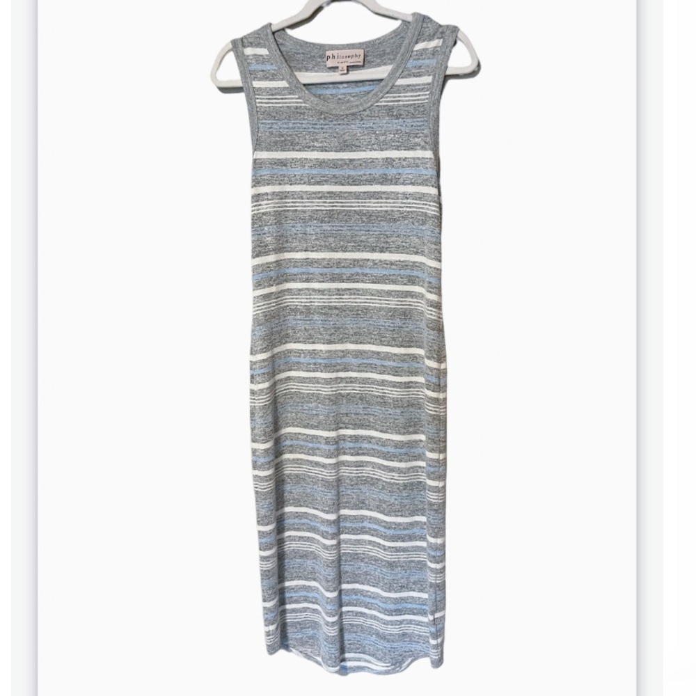 Philosophy Striped Sleeveless Midi Dress